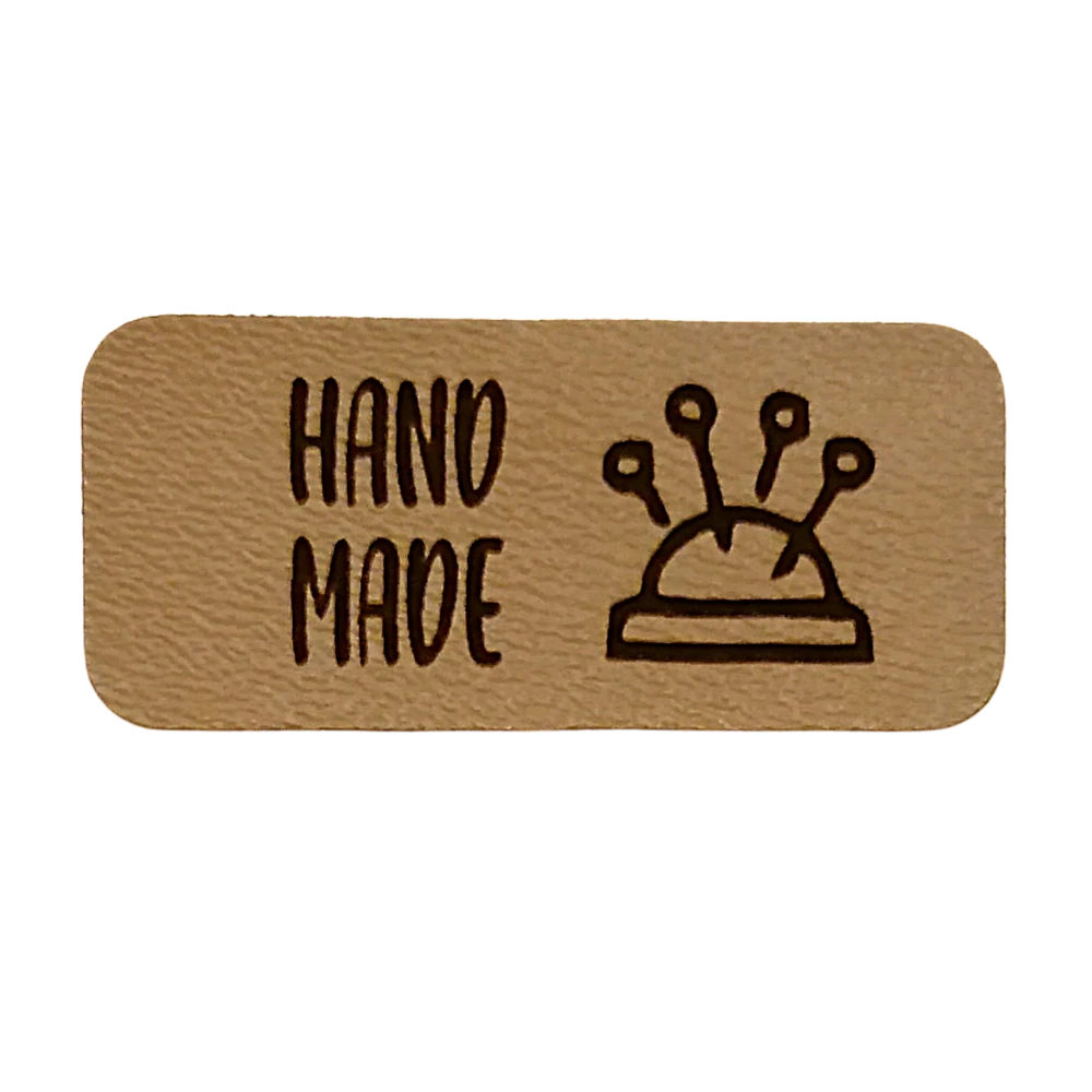 Koženkový štítek Handmade s jahelníčkem