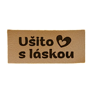 Koženkový štítek Ušito s láskou